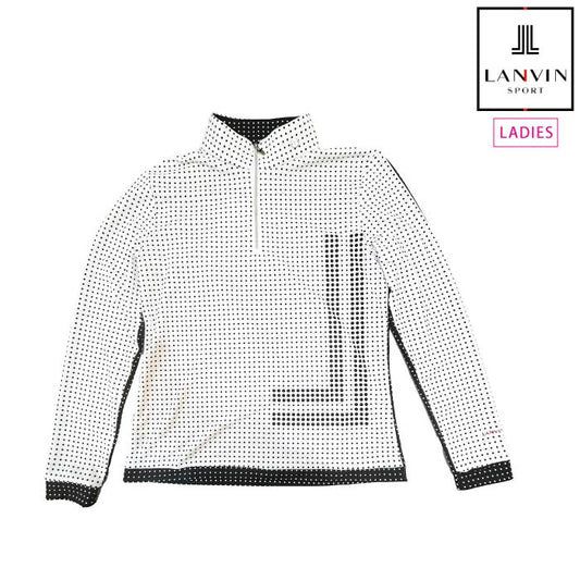 LANVIN SPORT ランバン スポール ゴルフウェア レディース プリントスタンドジップアップ長袖シャツ 吸汗速乾 UVカット ストレッチ 遮熱 クーリング SUNSCREEN VG5SLS33L