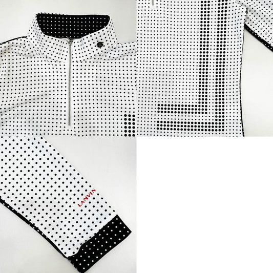 LANVIN SPORT ランバン スポール ゴルフウェア レディース プリントスタンドジップアップ長袖シャツ 吸汗速乾 UVカット ストレッチ 遮熱 クーリング SUNSCREEN VG5SLS33L