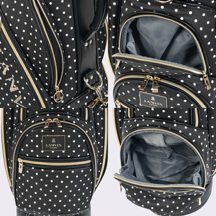 LANVIN SPORT ランバン スポール ゴルフ レディース ドット柄キャディバッグ 46インチ対応 8.5型 華やかなデザイン 洗練された仕上がり ネームプレート付属 vg6fcb03l