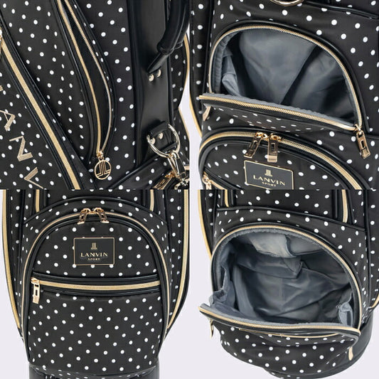 LANVIN SPORT ランバン スポール ゴルフ レディース ドット柄キャディバッグ 46インチ対応 8.5型 華やかなデザイン 洗練された仕上がり ネームプレート付属 vg6fcb03l