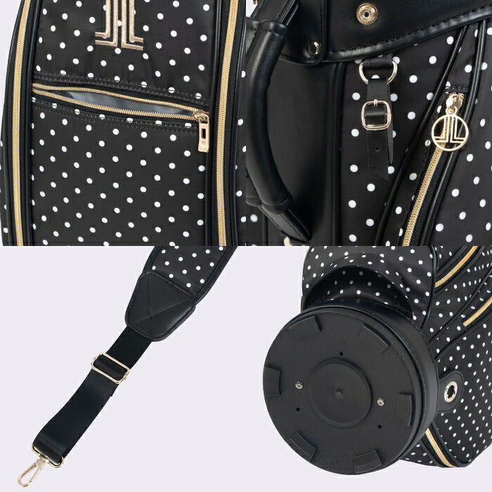 LANVIN SPORT ランバン スポール ゴルフ レディース ドット柄キャディバッグ 46インチ対応 8.5型 華やかなデザイン 洗練された仕上がり ネームプレート付属 vg6fcb03l