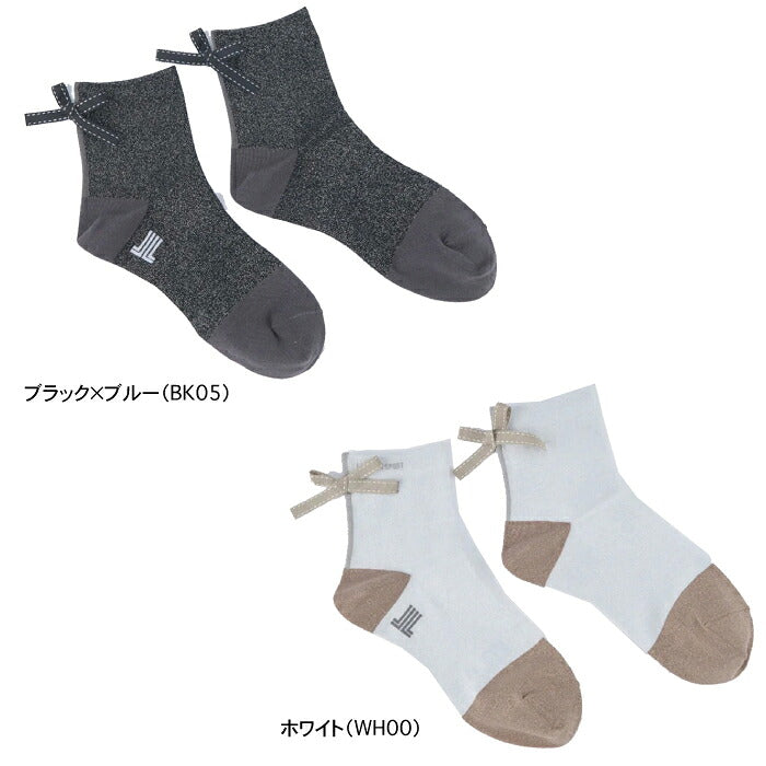 LANVIN SPORT ランバン スポール ゴルフウェア レディース リボン付ミドル丈ソックス 靴下 ソフトタッチ エレガント 日本製 vg6fso20l