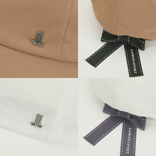 LANVIN SPORT ランバン スポール ゴルフウェア レディース ツバ長めキャップ 帽子 リボン取り外し可能 部分UV CUT エレガント VG6SCP02L