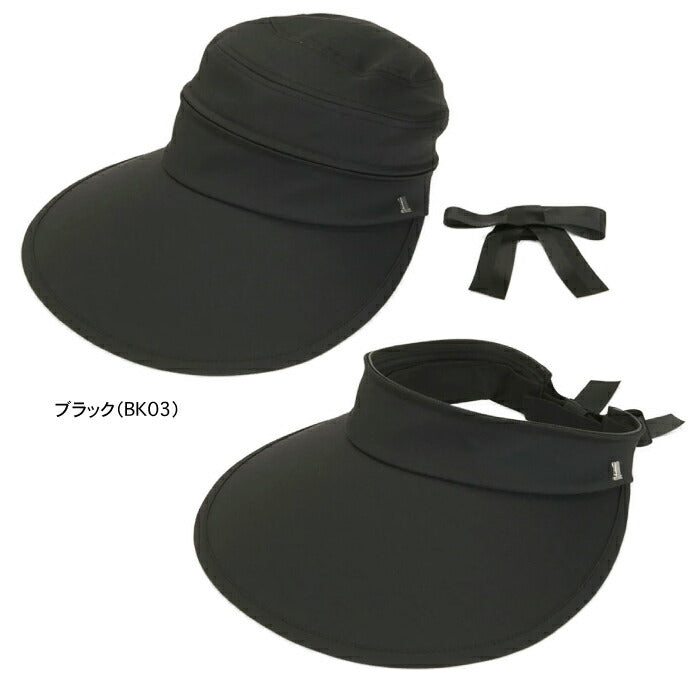 LANVIN SPORT ランバン スポール ゴルフウェア レディース ツバ広タイプ2WAYキャップ サンバイザーとしても使える2WAY仕様 麻混のさらりとした風合い UV リボン脱着可能 vg6scp07l