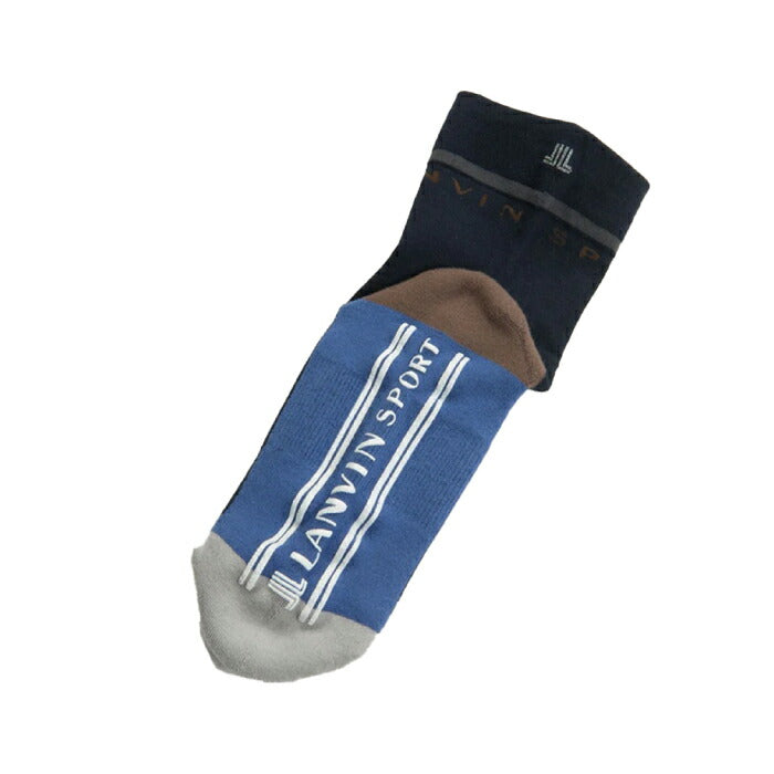 LANVIN SPORT ランバン スポール ゴルフウェア レディース カラーブロック折り返しソックス ミドル丈靴下抗菌防臭履き口緩め 足底パイル仕様 アーチサポート仕様 VG6SSO26L