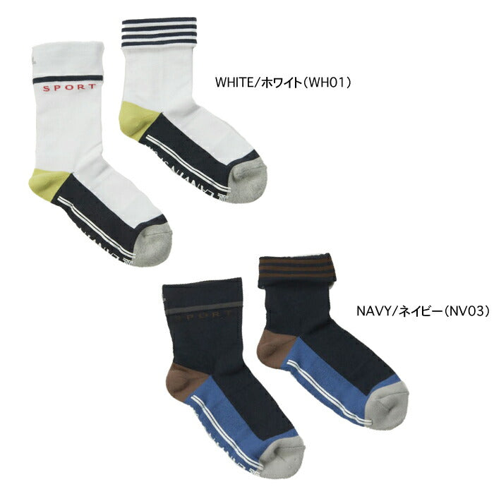 LANVIN SPORT ランバン スポール ゴルフウェア レディース カラーブロック折り返しソックス ミドル丈靴下抗菌防臭履き口緩め 足底パイル仕様 アーチサポート仕様 VG6SSO26L