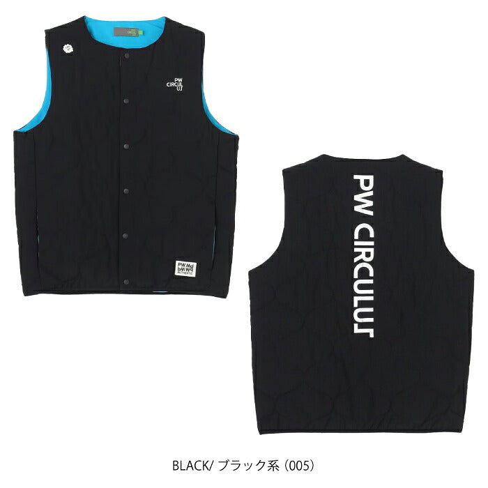 PW CIRCULUS ピーダブリュサーキュラス ゴルフウェア メンズ MEN キルティング中綿インナーベスト ノーカラージャストサイズ 撥水加工 ストレッチ 重ね着 vjpngw0515