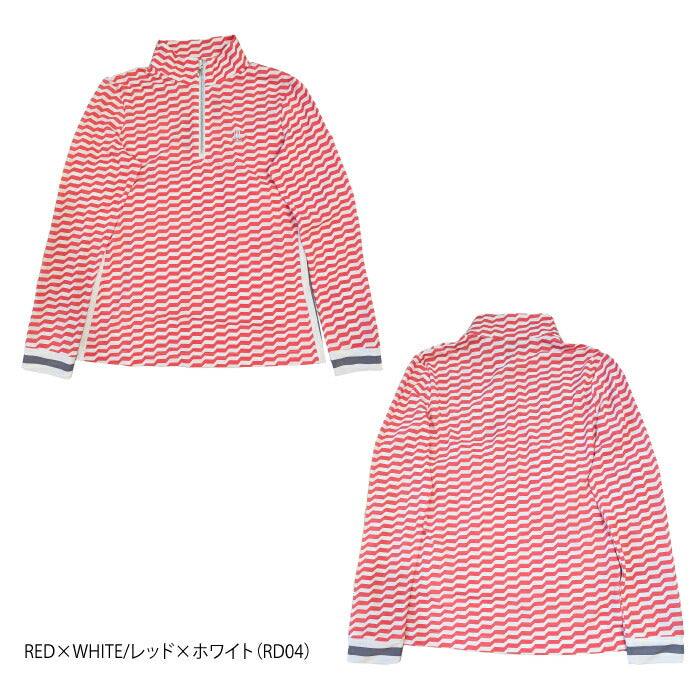 LANVIN SPORT ランバン スポール ゴルフウェア レディース 幾何柄ジップアップ長袖シャツ【SUNSCREEN/吸汗速乾/UV/ECO】 VLX100525