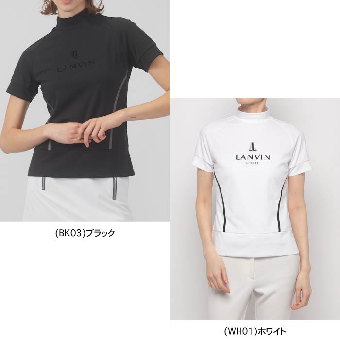 LANVIN SPORT ランバン スポール レディース スパンコール刺繍モックネック半袖シャツ【吸汗/ストレッチ/UV/ECO】 VLX1561Y8