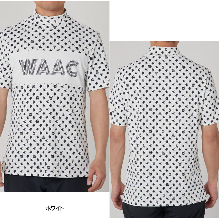 WAAC ワック メンズ スタープリント 半袖モックネックTシャツ 接触冷感 072222022
