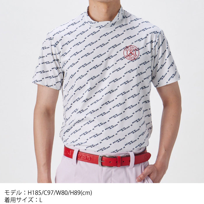 アンパスィ] ゴルフシャツ ロゴプリント半袖ポロシャツ（メンズ