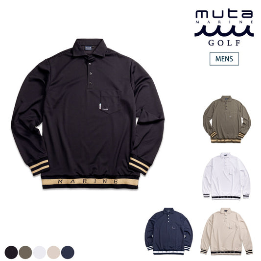 muta MARINE GOLF ムータマリンゴルフ メンズ ヘムリブ ポロシャツ（長袖）【全5色】MMJC-446148